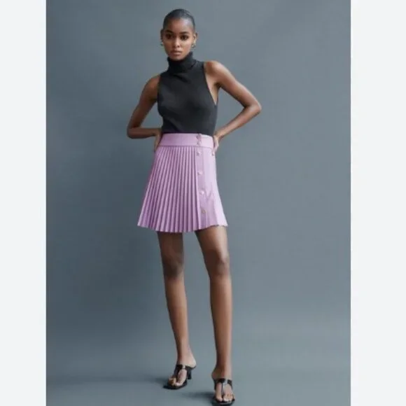 Zara Faux Leather Pleated Skirt - Picture 2 of 3